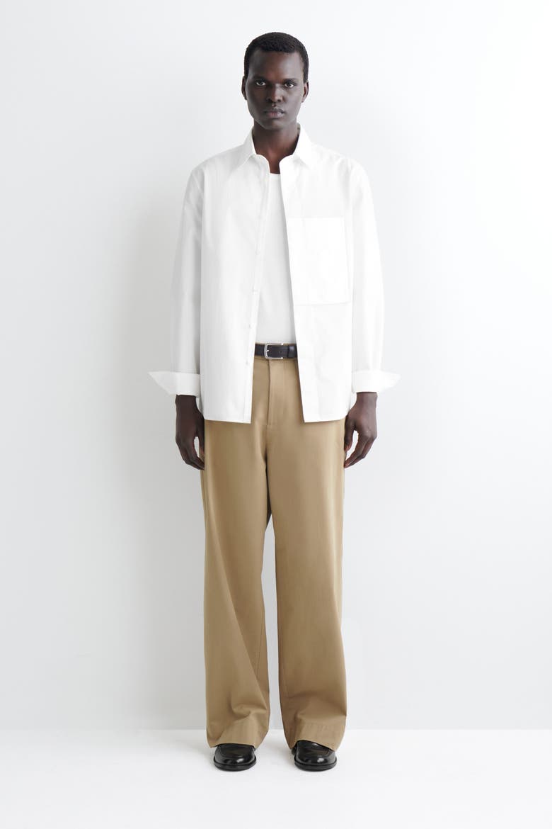 Slim Pocket-detail Pima Cotton Shirt, Alternate, color, WHITE