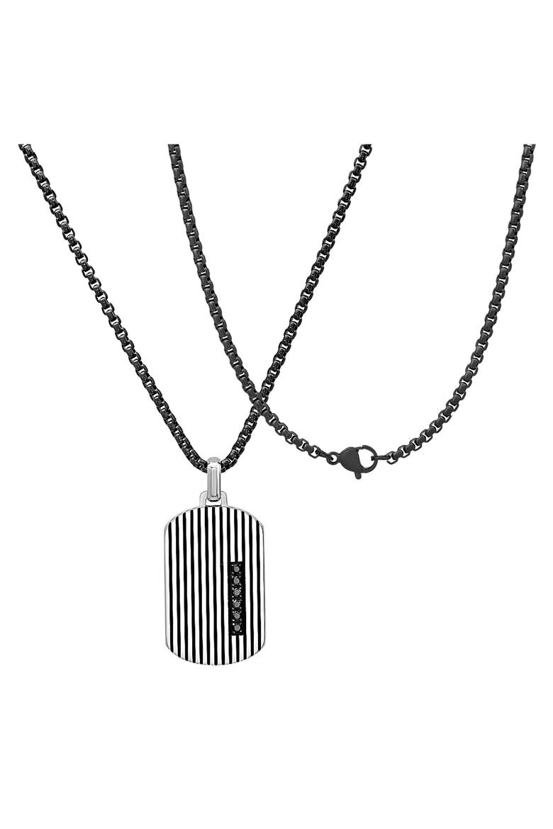 Men's Two-Tone Dog Tag Pendant Necklace, Alternate, color, SILVER/ BLACK
