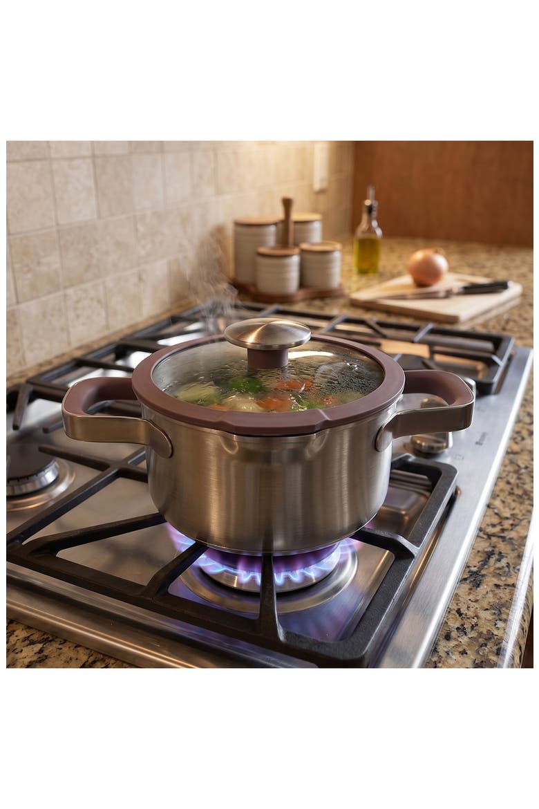 Elements 18/10 Stainless Steel 1.5-Quart Saucepan & Glass Lid, Alternate, color, PURPLE