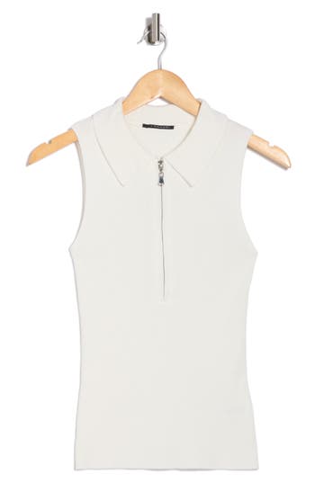 T Tahari Half Zip Sleeveless Polo Sweater