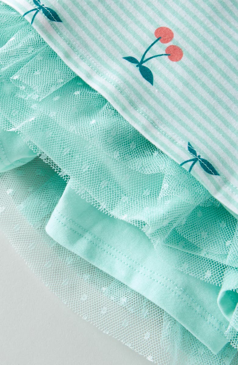 Tucker + Tate Ruffled Graphic T-Shirt & Tiered Tutu Skirt Set, Alternate, color, Green Cherry Stripe- Green