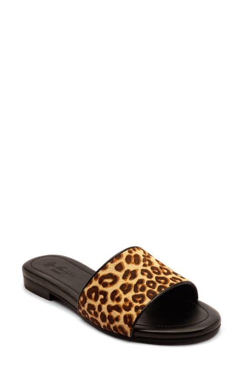 Strand Leopard Genuine Calf Hair Sandal (Women)
