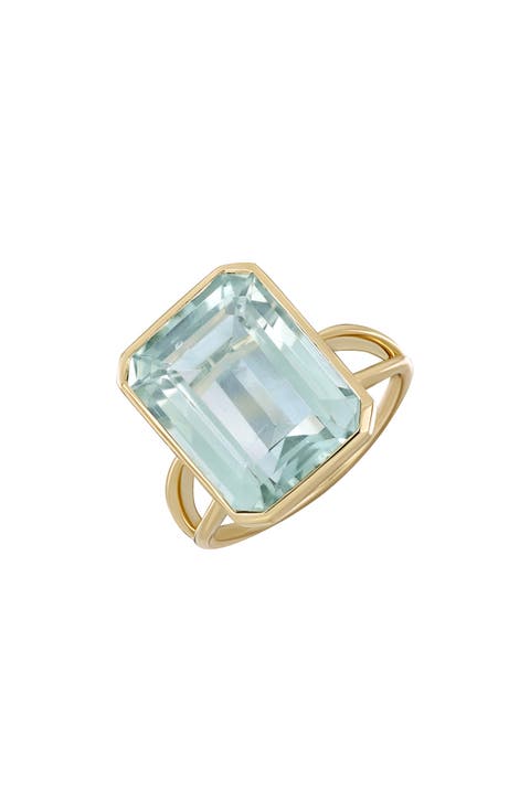Color Bezel Set Green Amethyst Ring