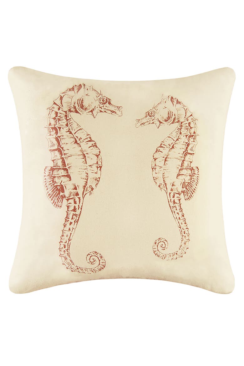 Seahorse High Definition Accent Pillow, Main, color, Off-White
