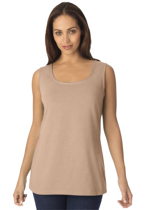 Stretch Cotton Horseshoe Neck Tank (Plus Available)
