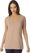 Jessica London Stretch Cotton Horseshoe Neck Tank