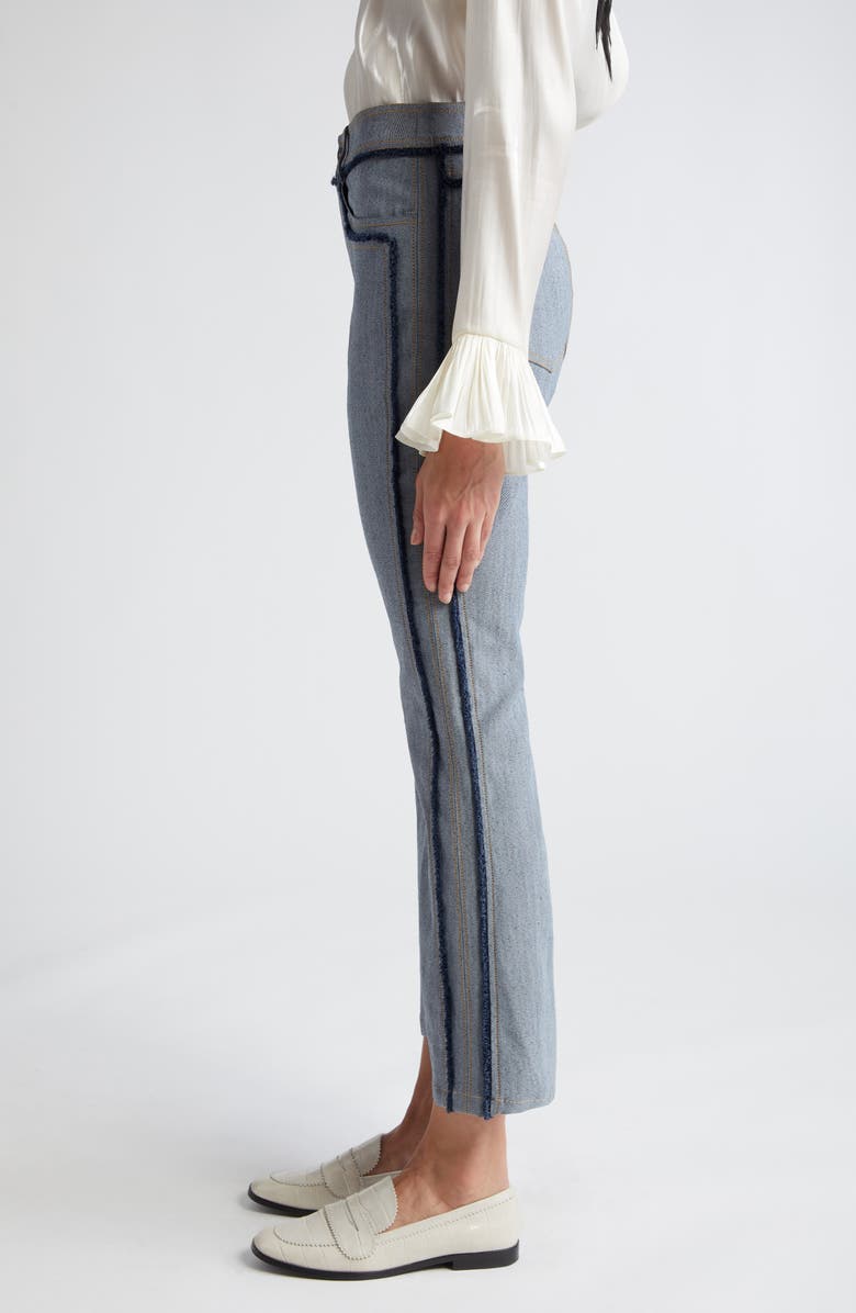 Cinq à Sept Sallie Fringe Trim Flare Crop Jeans, Alternate, color, 