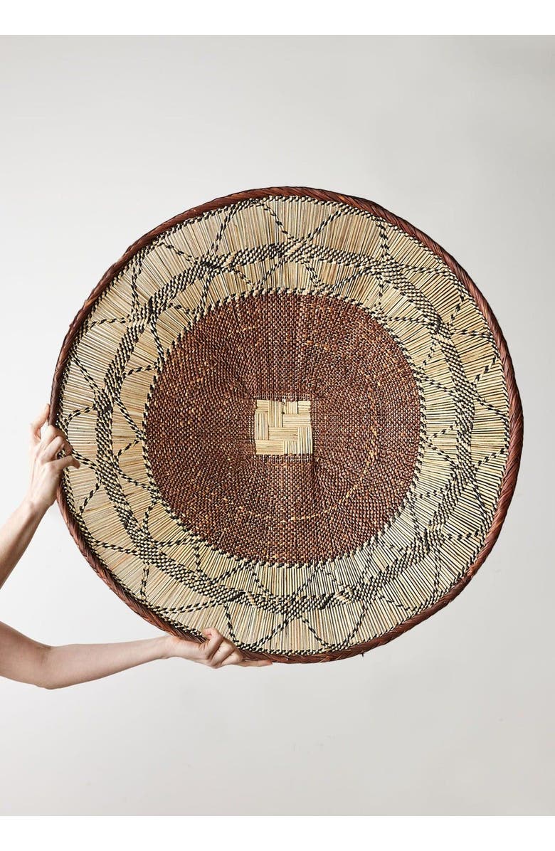 kanju Interiors Statement Binga Lace Patterned Basket, Main, color, Natural