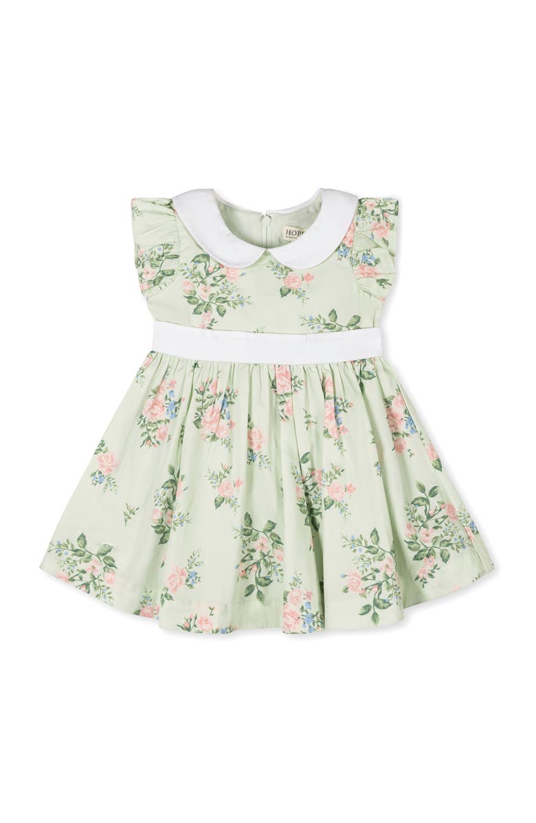 Hope & Henry Organic Flutter Sleeve Sateen Dress with Peter Pan Collar, Alternate, color, Chateau Floral