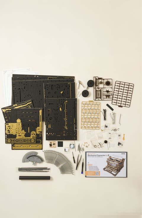 Clacking & Cranking Wooden Typewriter Build Kit by ROBOTIME LLC