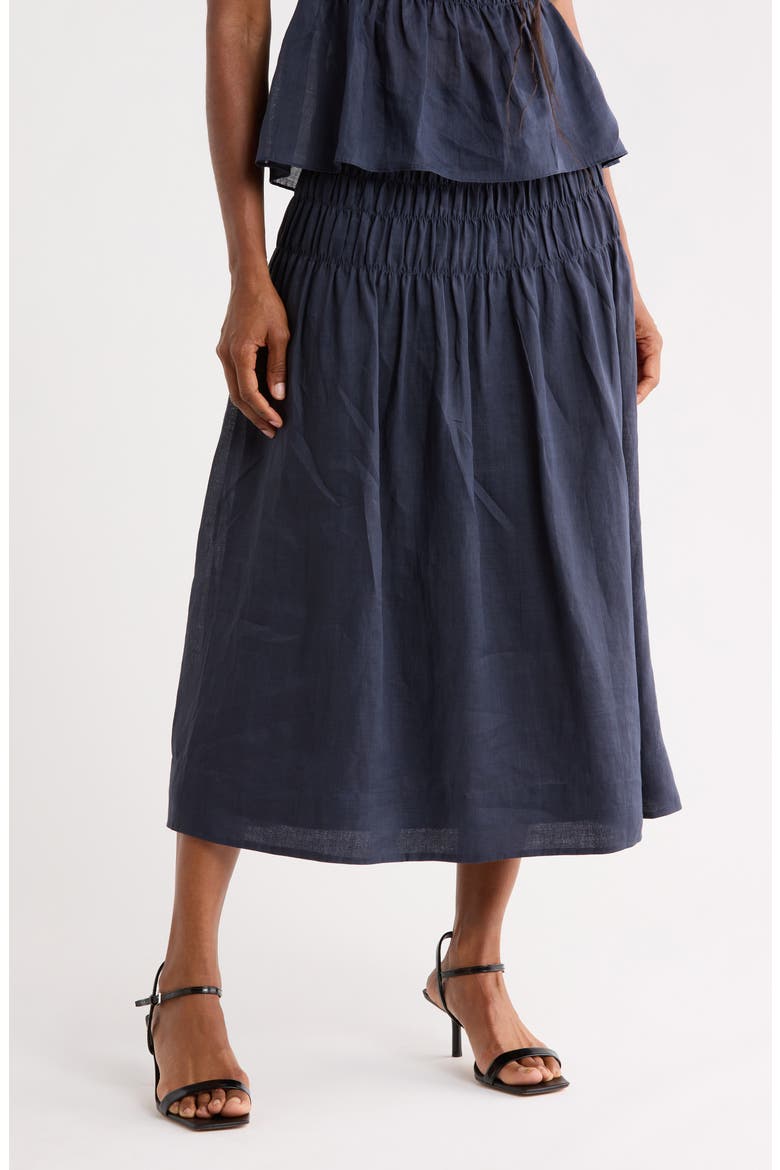 Anya Ramie Midi Skirt, Main, color, NAVY