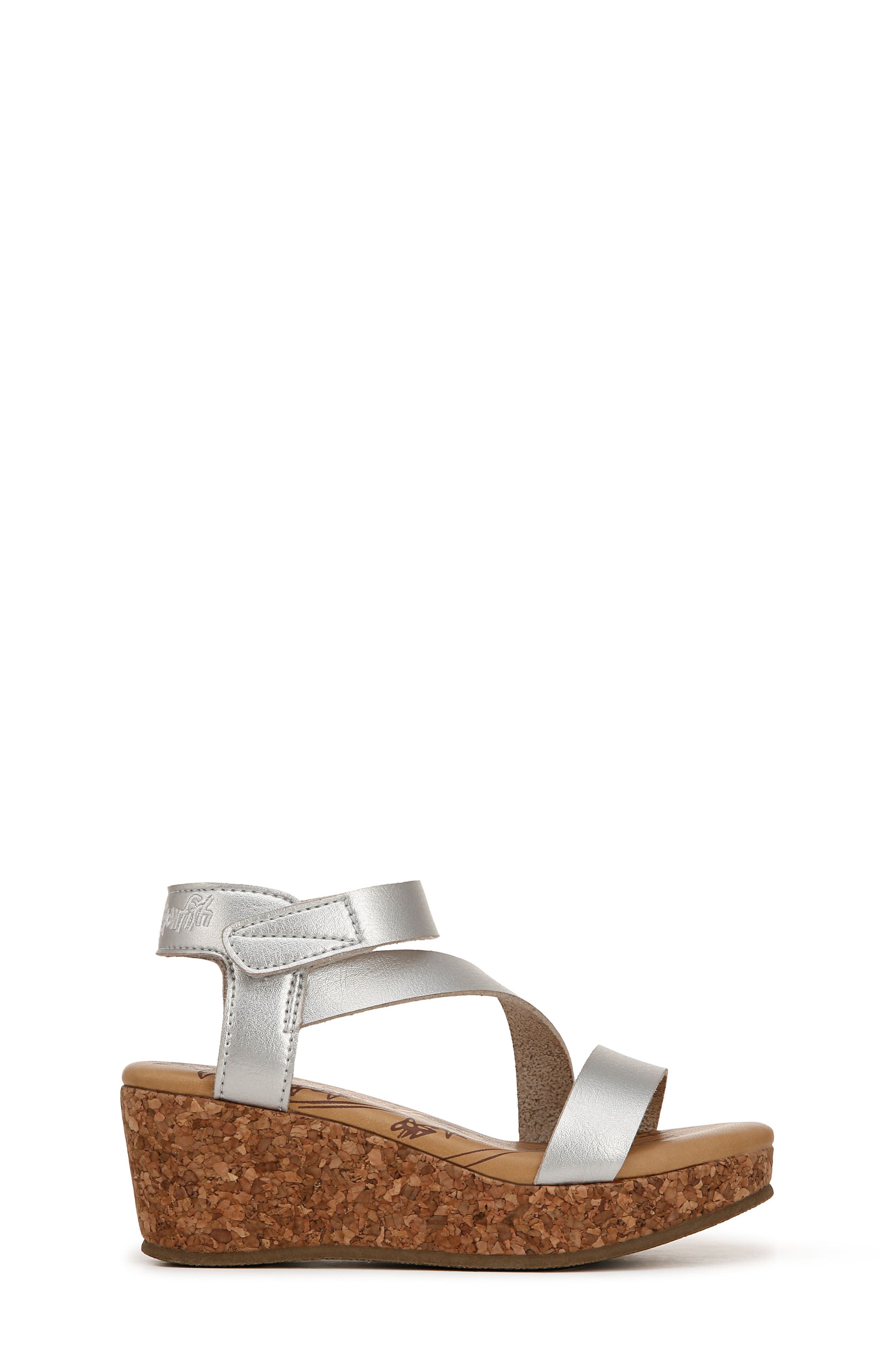 Blowfish Malibu Kids' Loverli Cork Wedge Sandal, Alternate, color, Silver
