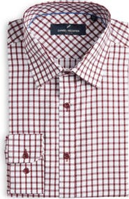 DANIEL HECHTER Trim Fit Windowpane Check Cotton Dress Shirt
