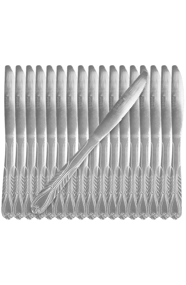 Gibson Everyday Jasper 18 Piece Dinner Knife Set, Main, color, Silver