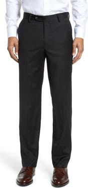 Berle Flat Front Modern Fit Gabardine Stretch Wool Trousers