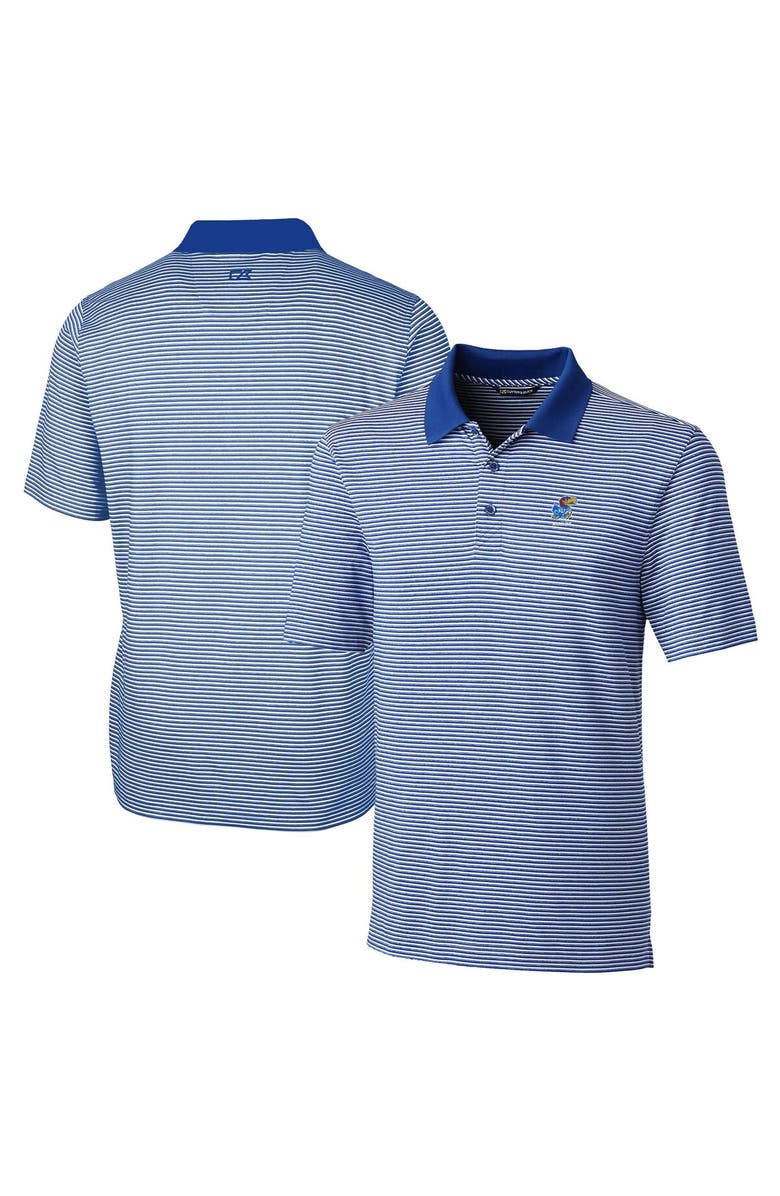Cutter & Buck Men's Cutter & Buck  Royal Kansas Jayhawks Alumni Logo Forge Tonal Stripe Stretch Polo, Main, color, 