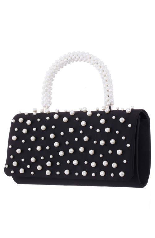 Nina Gaia Faux Pearl Top Handle Bag In Black-white