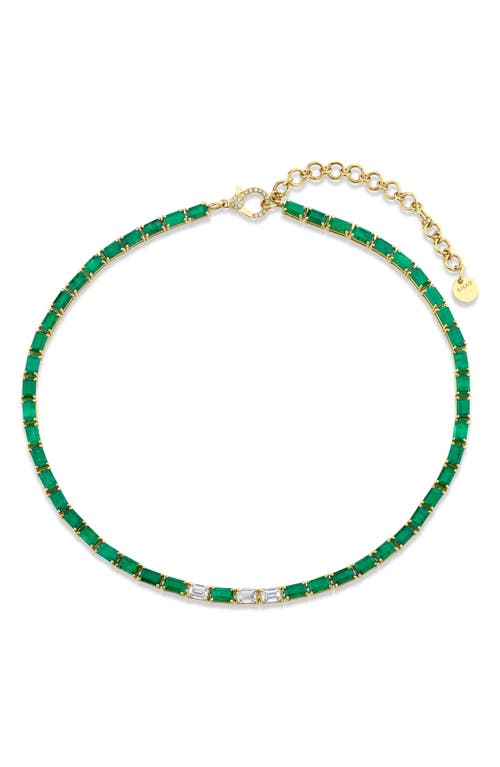 SHAY Emerald & Diamond Tennis Necklace in Gold/Diamond/Emerald  product