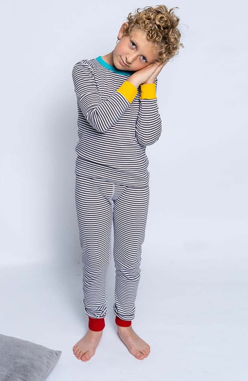 MIGHTLY MIGHTLY 100% ORGANIC COTTON STRIPE LONG SLEEVE SNUG FIT KIDS PAJAMAS