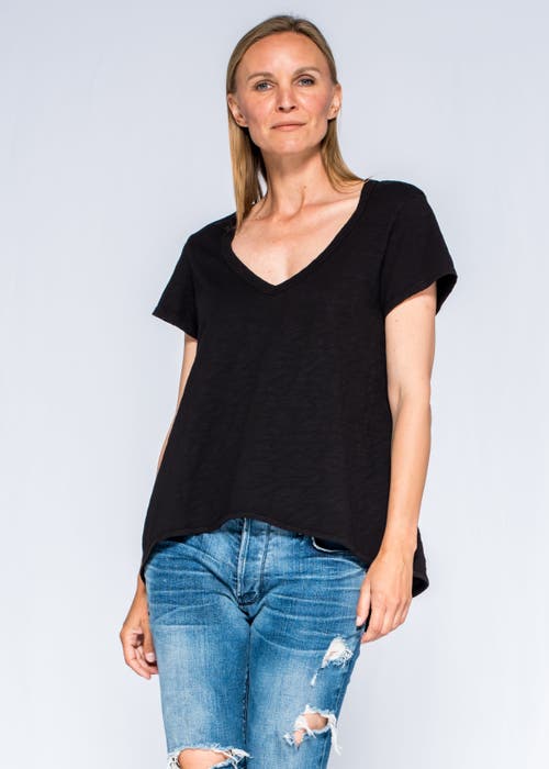 Wilt Clothing Short Sleeve Sexy Boyfriend Shrunken Deep V-neck In Black