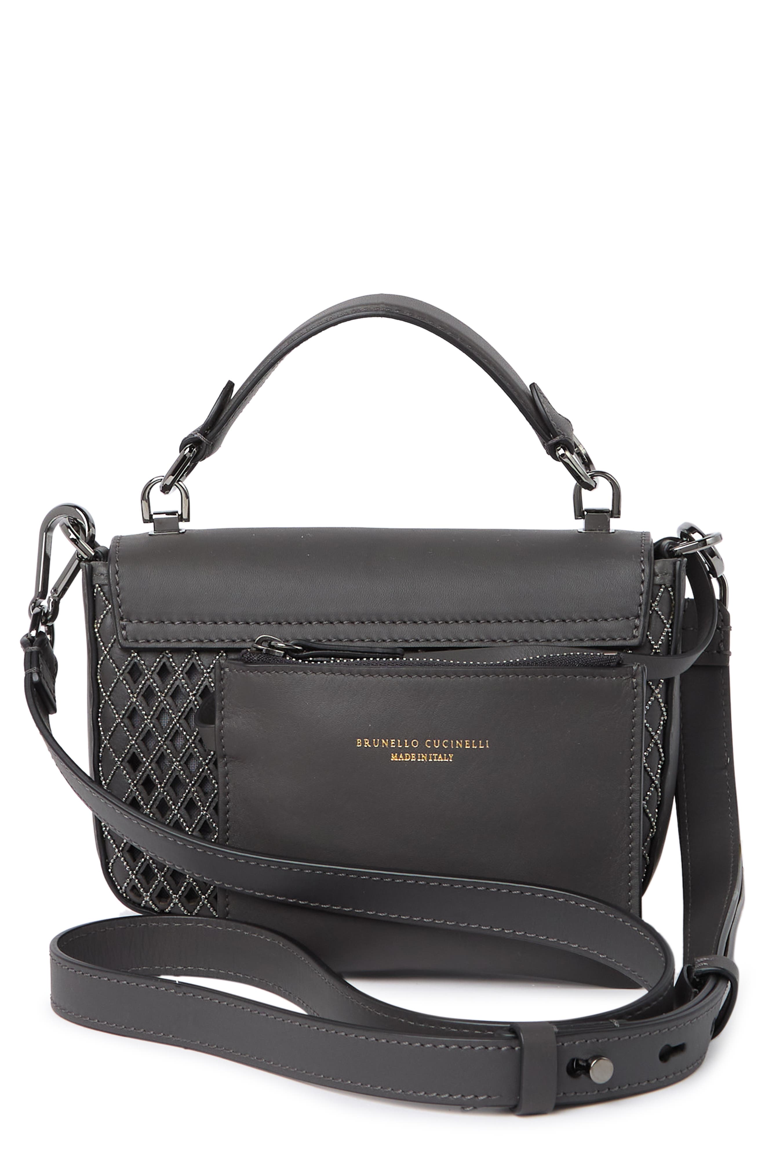Brunello Cucinelli Diamond Cutout Top Handle Satchel, Alternate, color, 