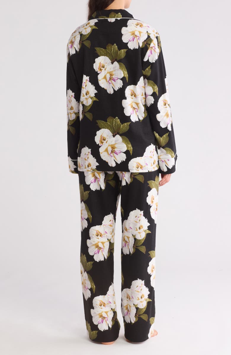 Ted Baker London Flannel Long Pajamas, Alternate, color, Gardenia Black