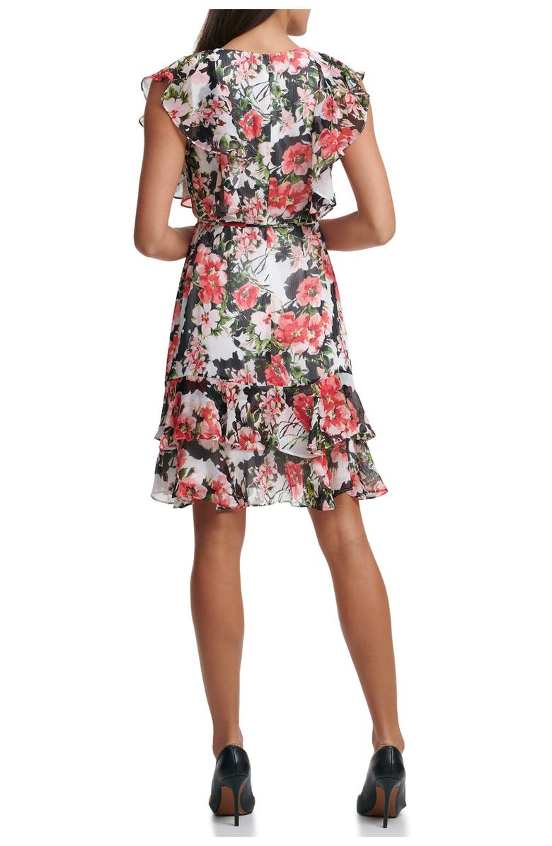 Tommy Hilfiger Short Sleeve Carmen Floral Fit And Flare Dress, Alternate, color, 
