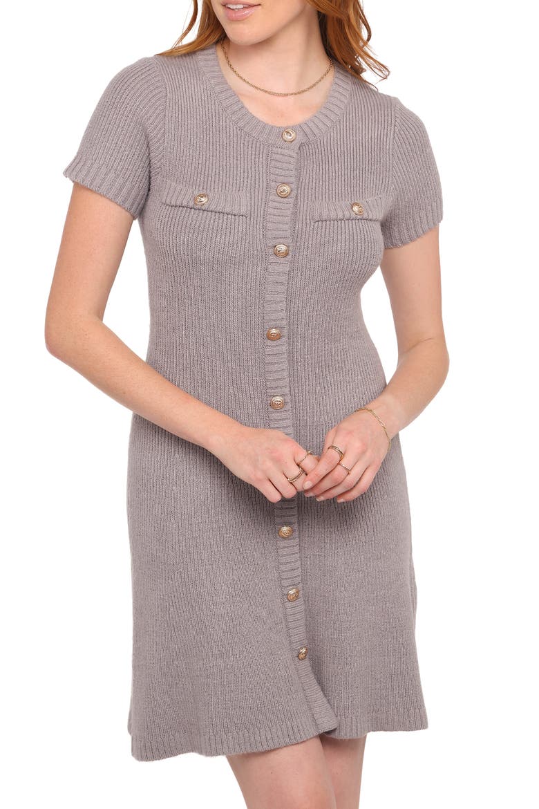 Jaxon Mini Sweater Dress, Main, color, GREY