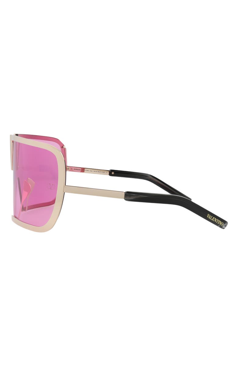 Valentino 146mm Shield Sunglasses, Alternate, color, Gold Gold Pink