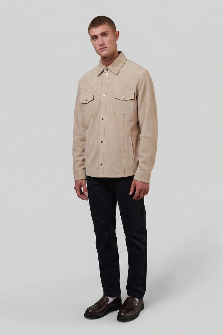 Jett Suede Shirt Jacket, Alternate, color, Beige