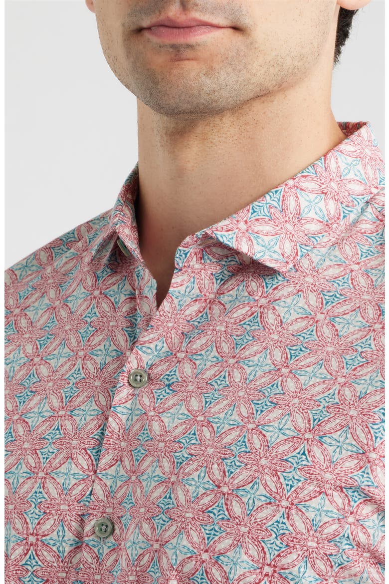 Sanganeri Cotton Shirt, Alternate, color, TOMATO