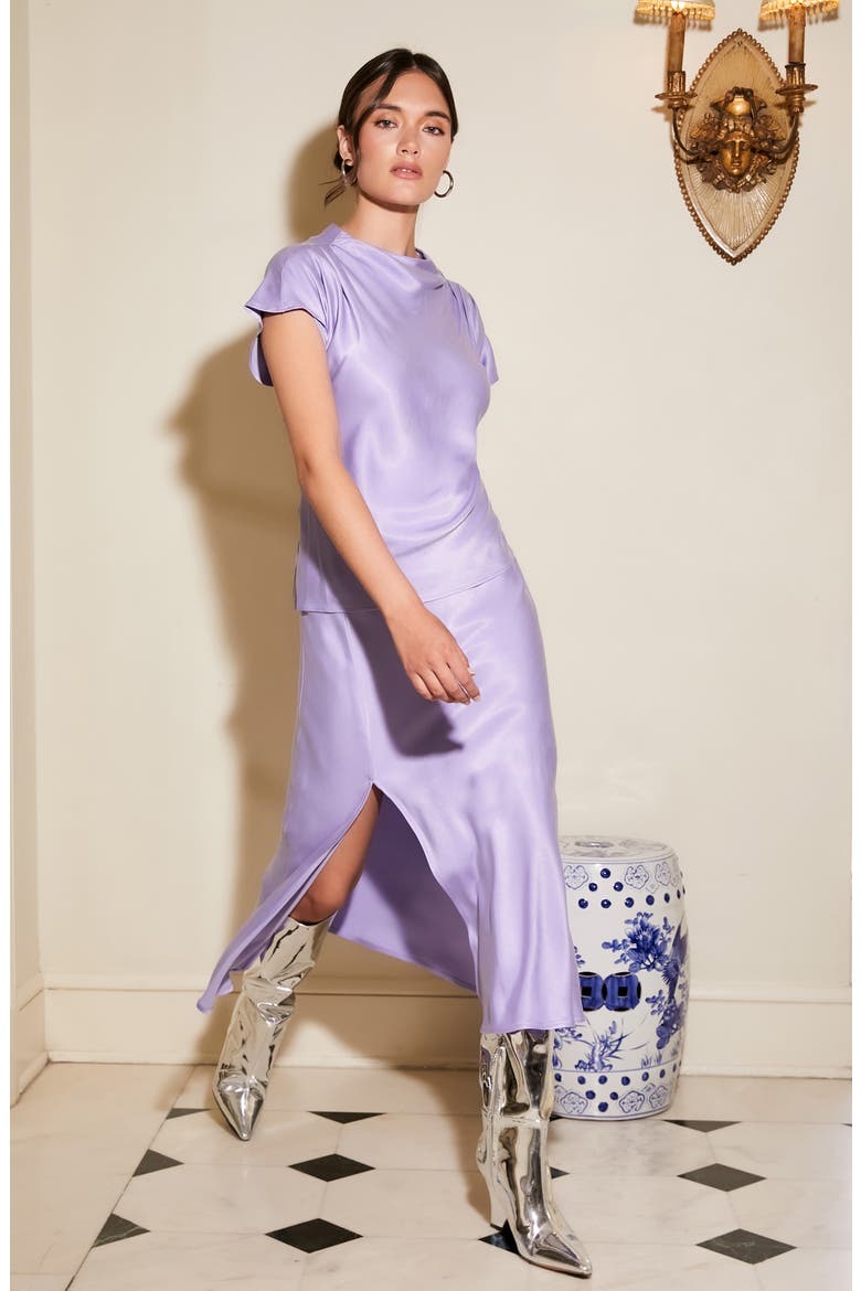 Brielle Side Slit Midi Skirt, Alternate, color, LILAC