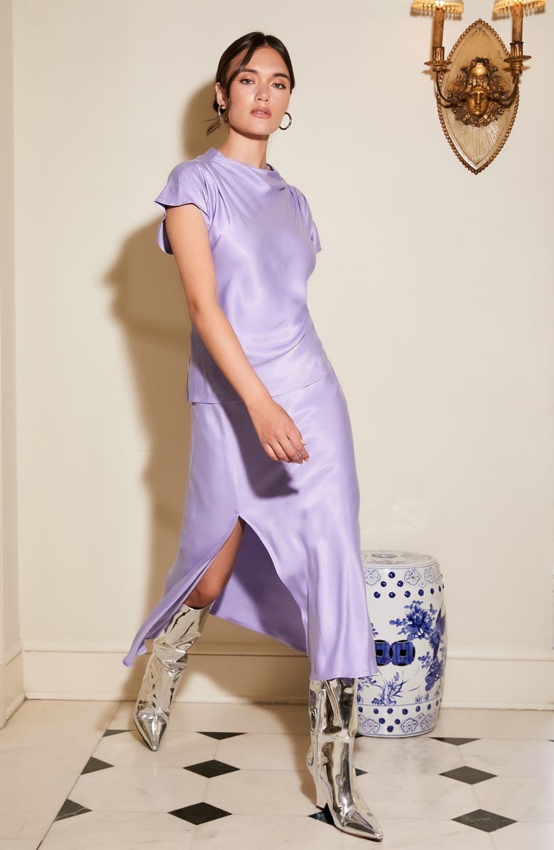 FIFTEEN TWENTY Brielle Side Slit Midi Skirt, Alternate, color, Lilac