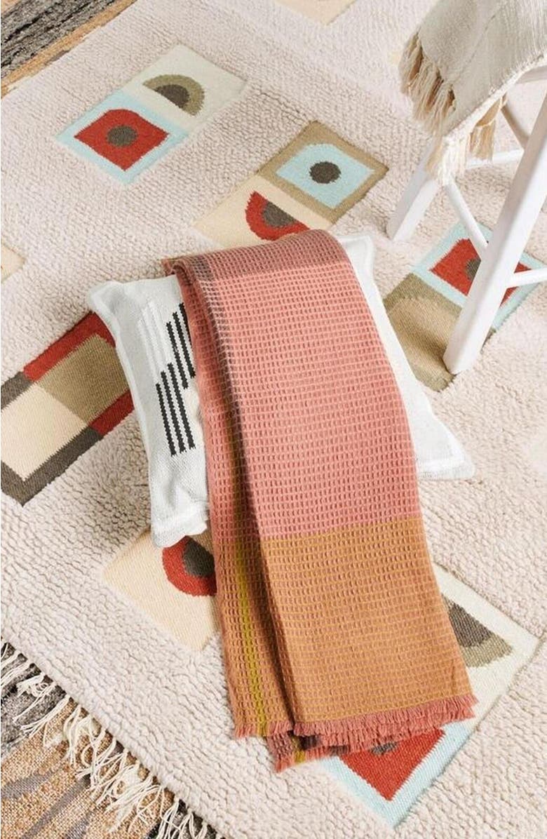 Studio Variously Cocoon Merino Waffle Handloom Throw, Alternate, color, Rust