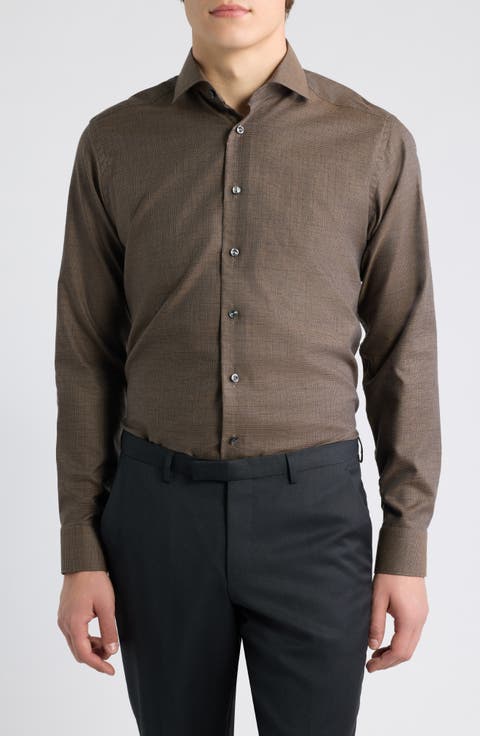 Slim Fit Check Cotton Flannel Shirt