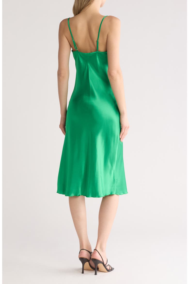 Satin Cowl Neck Midi Dress, Alternate, color, EMERALD