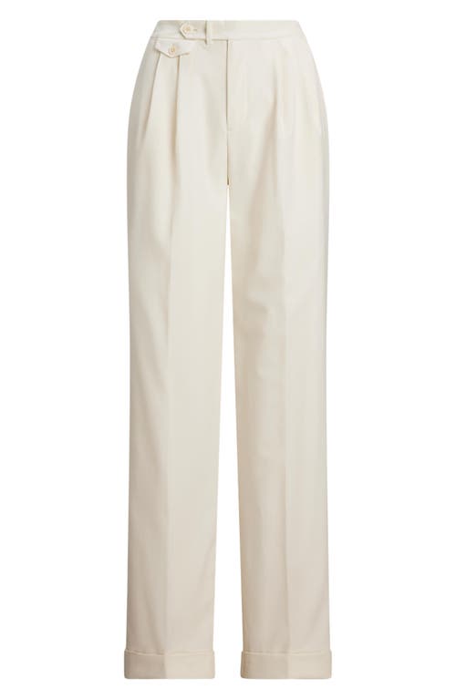 RALPH LAUREN LAUREN RALPH LAUREN PLEATED WOOL TWILL STRAIGHT LEG PANTS