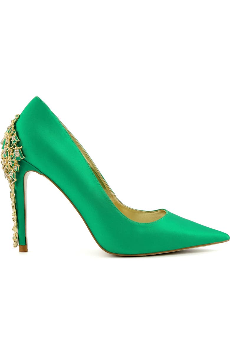 Dune London Audleys Pointed Toe Pump, Alternate, color, Green-Satin
