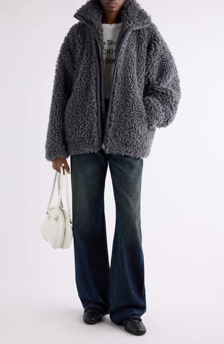 Acne Studios Felemmy Faux Shearling Jacket, Alternate, color, Carbon Grey