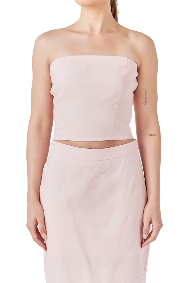 Strapless Linen Top, Alternate, color, DUSTY PINK