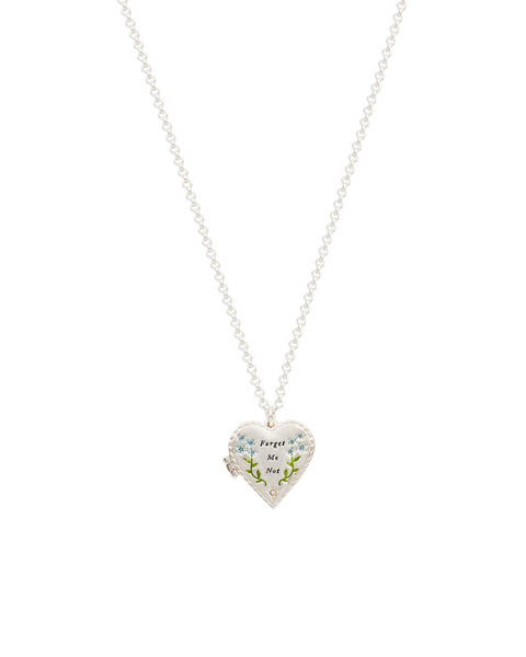 Forget Me Not Heart Locket Necklace