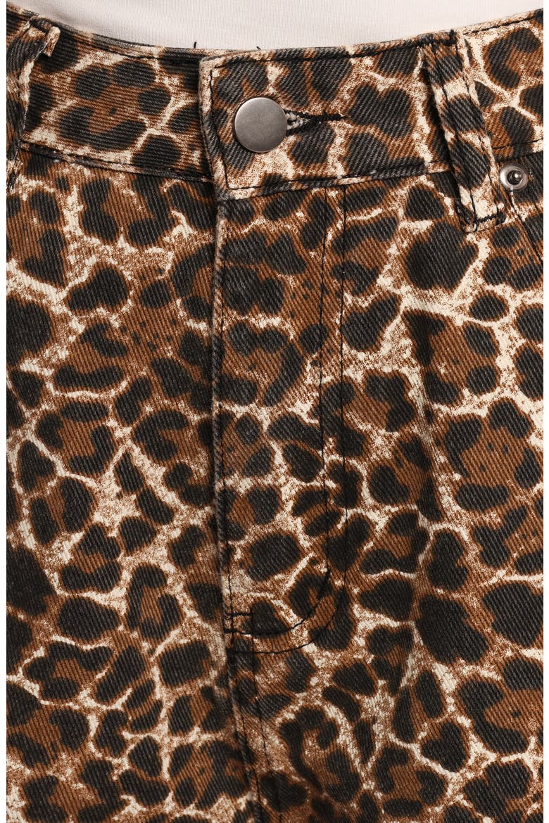 Hemima High Waist Leopard Print Denim Shorts, Alternate, color, LEOPARD