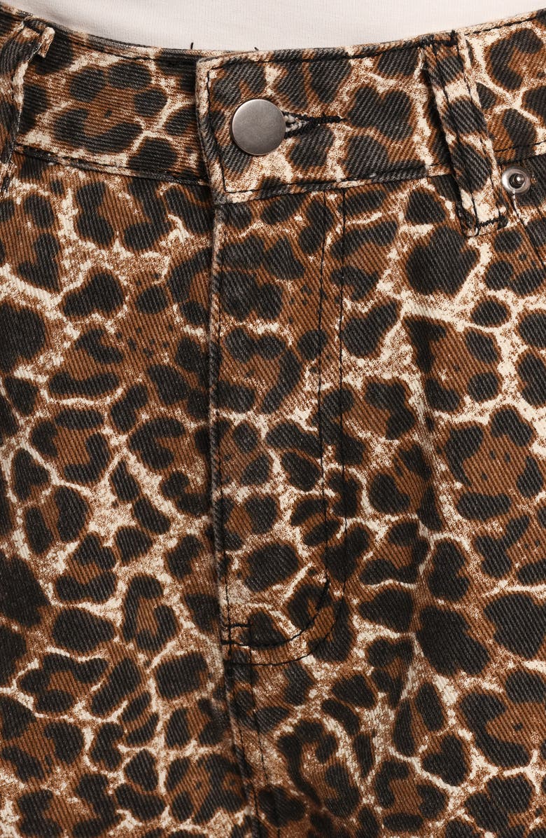 Petal & Pup Hemima High Waist Leopard Print Denim Shorts, Alternate, color, Leopard