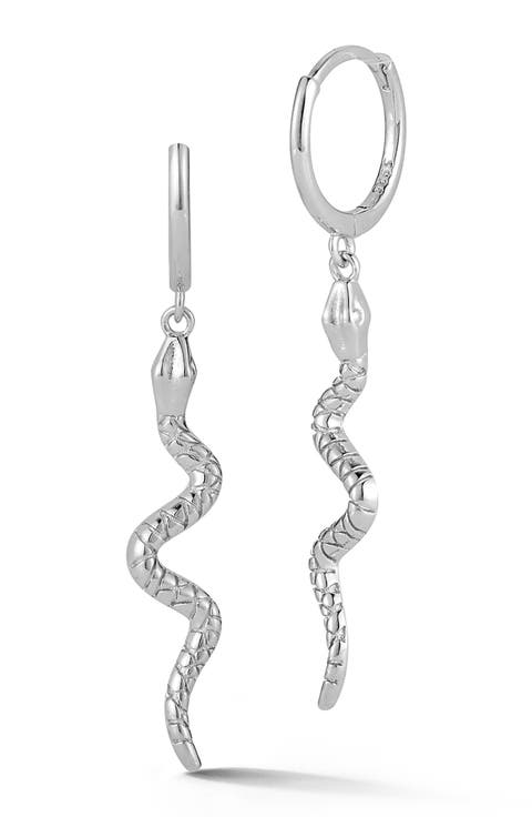 Dangling Snake Huggie Hoop Earrings