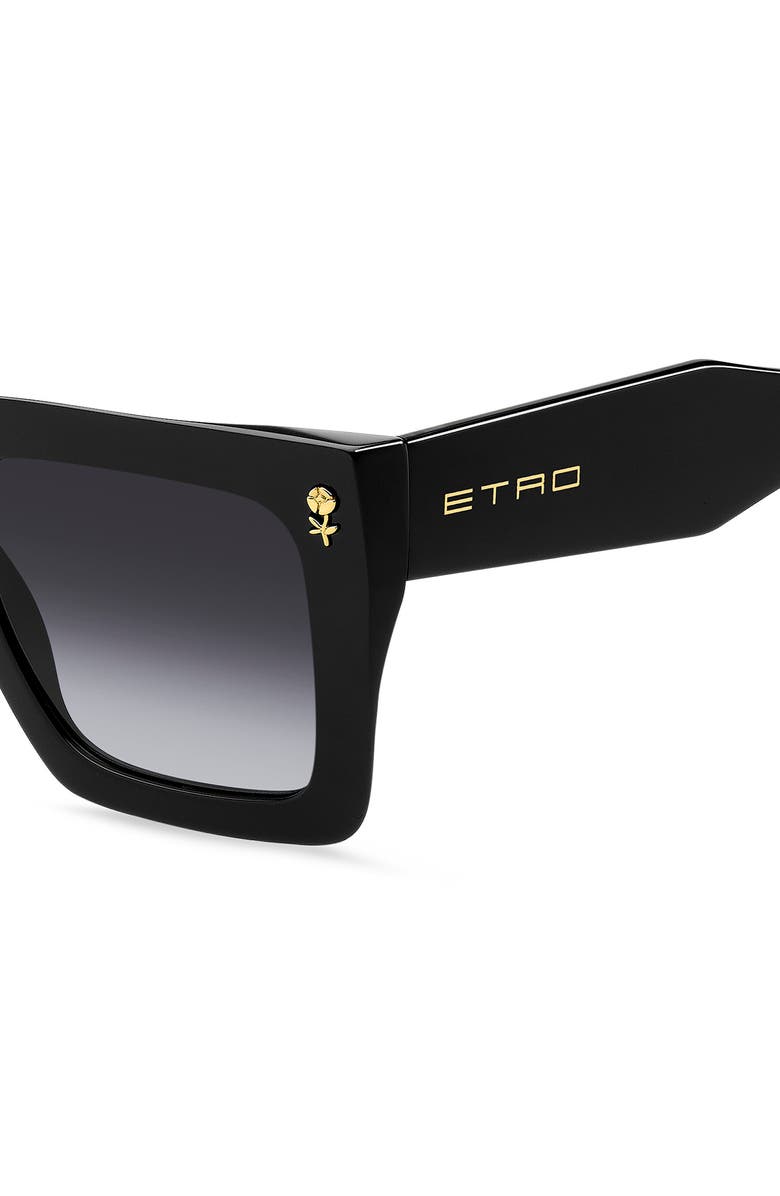 Etro 52mm Square Sunglasses, Alternate, color, Black/ Dark Grey Sf