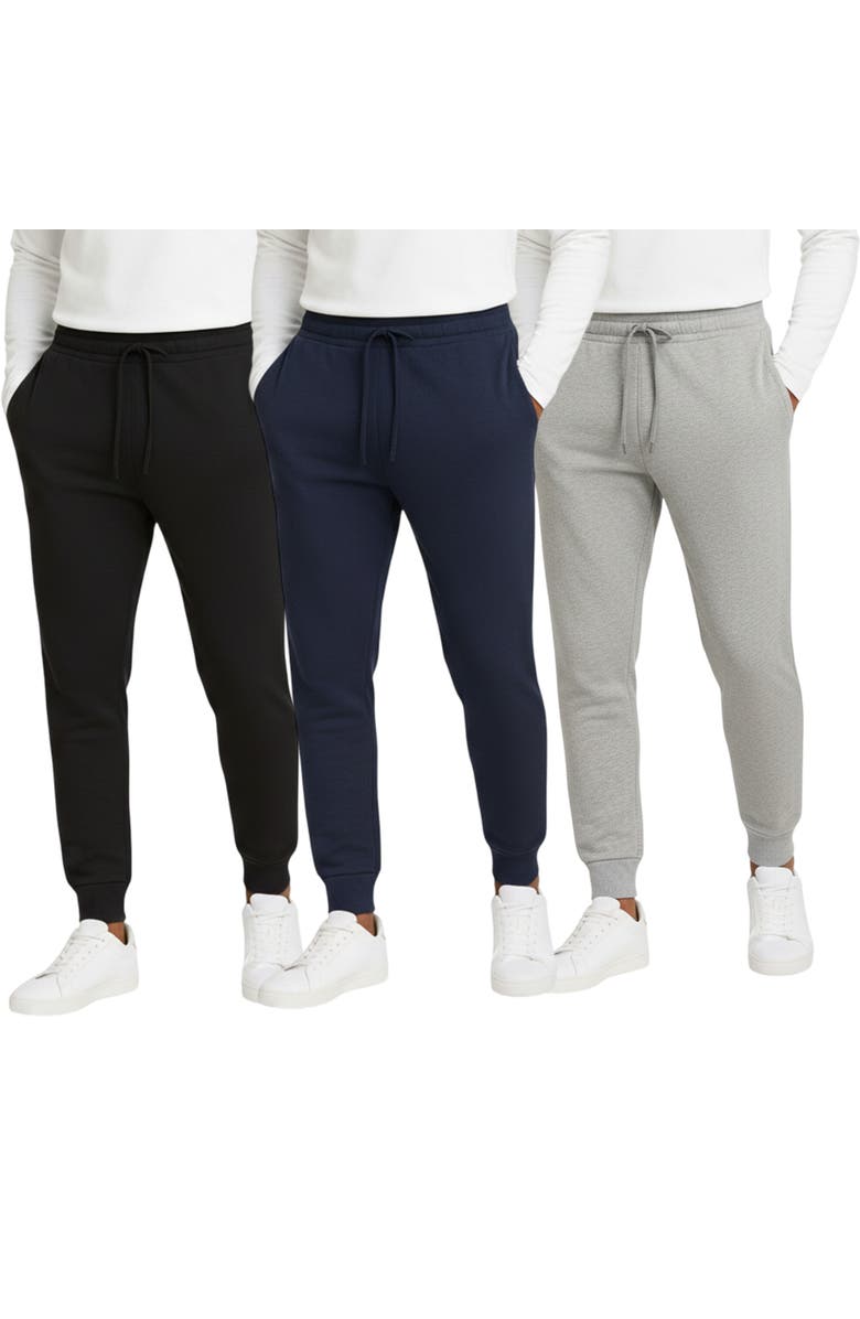 BenBen Men
s 3 Pack Ultra Soft Fleece Jogger Sweatpants, Main, color, Black/Navy/Grey
