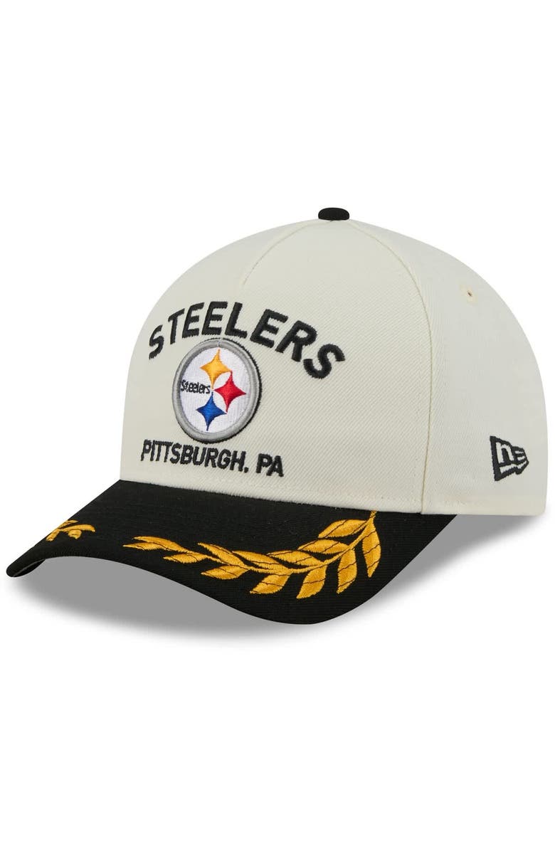 New Era Men's New Era Cream/Black Pittsburgh Steelers 2025 NFL Draft 9FORTY A-Frame M-Crown Adjustable Hat, Main, color, 