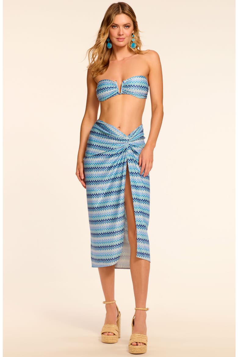 Xana Metallic Chevron Cover-Up Skirt, Alternate, color, BEACH BLUE CHEVRON