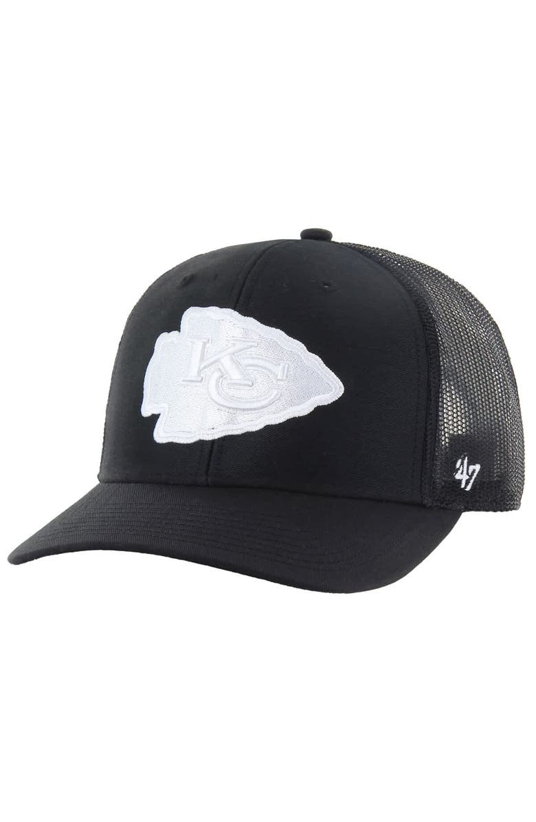 '47 Men's '47 Black Kansas City Chiefs Trucker Adjustable Hat, Main, color, Black