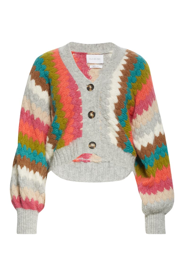 Charlie Chevron Stripe Cardigan, Alternate, color, MULTI COLOR COMBO